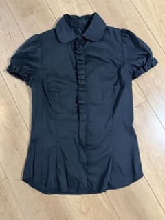 ZARA BASIC ブラック フリル 半袖ブラウス Mのサムネイル