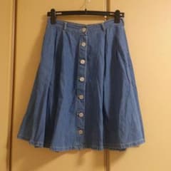 美品★デニム,フレアスカート,ミモレ,ミディ,膝のサムネイル