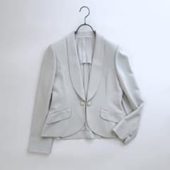 未使用　ミスアシダ　ショールカラー　ジャケット　水色系　9号 未使用 ミスアシダ ショールカラー ジャケット 水色系 9号 M - メルカリ