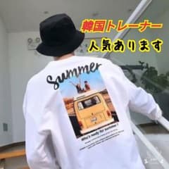 韓国トレーナー　バックプリント　USカジュアル好き　サーフファッション好きな方のサムネイル