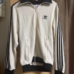 【人気】adidas ワッフル トラックジャケット M アイボリー×黒 3本線のサムネイル