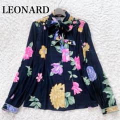 希少✨LEONARD レオナール シルク混 花柄ブラウス ボウタイ リボン