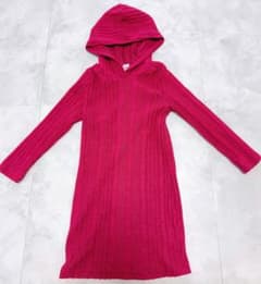 最終値下げ　フード付きピンク長袖トップス　子供春服　ワンピース　子供ワンピース