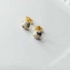 一粒ピアス　ダルメシアンジャスパー　天然石　金属アレルギー対応のサムネイル