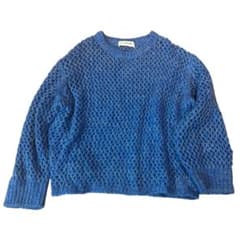 BEAMS 青 メッシュ編み 長袖セーターのサムネイル