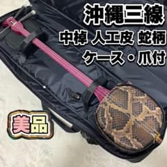 美品】沖縄三線 中棹 人工皮 蛇柄 ケース・爪付 - メルカリ