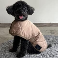 PUFF 犬用 キルティングジャケット ベージュ 収納袋付き ペット服のサムネイル