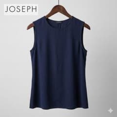 美品 JOSEPH ジョゼフ シルク100 ノースリーブトップス ネイビー 36