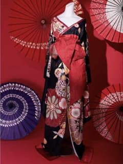 和柄 本格和装 着物ドレス セクシー 衣装 可愛い 胸開き 【2点セット】のサムネイル
