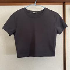 GU クロップド丈 半袖Tシャツ ダークグレーSのサムネイル