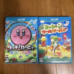 WiiU 2本セット タッチ！カービィスーパーレインボー ヨッシーウールワールドのサムネイル
