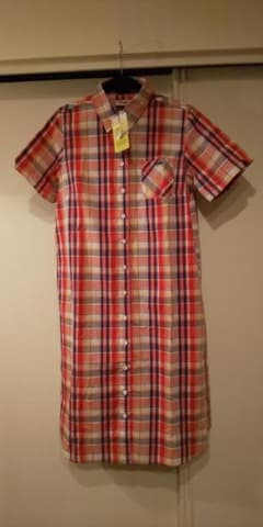 半袖チェックロングシャツワンピースのサムネイル