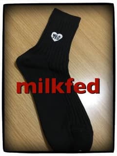 新品未使用＊ミルクフェド＊靴下＊黒リブソックスのサムネイル