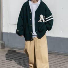 Perushu×MLB グリーンレタードカーディガンのサムネイル