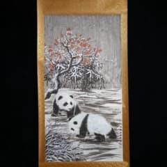 郎世宁 雪熊 中国画 掛け軸 水墨画 和室 玄関 茶室 壁掛け 美術品 郎世宁 雪熊 中国画 掛け軸 水墨画 和室 玄関 茶室 壁掛け 美術品