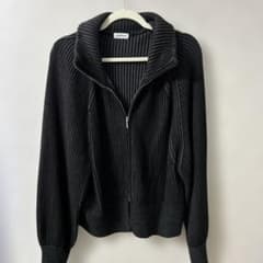 LEPSIM 黒 リブ編み ジップアップニットのサムネイル
