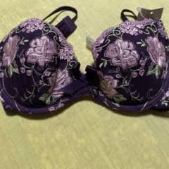 薔薇刺繍　ブラジャー A70 パープル