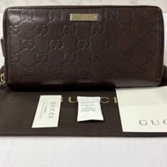 新品同様‼️ グッチ GUCCI 財布 長財布 シマレザー ラウンドファスナー