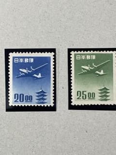 日本切手:航空切手　銭単位　2枚のサムネイル