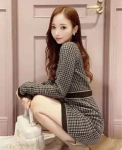 ミシェルマカロン　千鳥柄　ニットワンピース　チェックのサムネイル