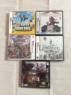 Nintendo DS マリオ、ドラクエXI、FF3、モンハン ソフト5本セットのサムネイル