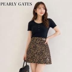 PEARLY GATES レオパード ミニスカート ゴルフウェア 豹柄 PGロゴ