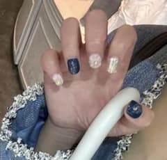 大人ゴージャス ネイビー×シルバーホイルネイルチップのサムネイル