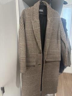 ZARA チェック柄 ロングコートのサムネイル