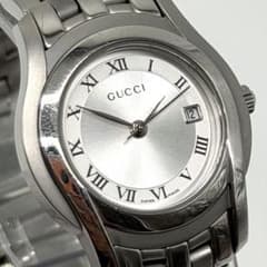 Excellent working condition GUCCI 5500L Date Roman Round Silver Dial