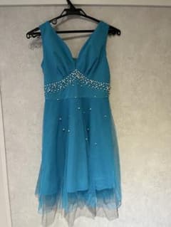 SHEIN パール装飾 チュール ドレス ターコイズブルーのサムネイル