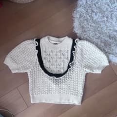 ZARA アイボリー フリル付きニットセーターのサムネイル