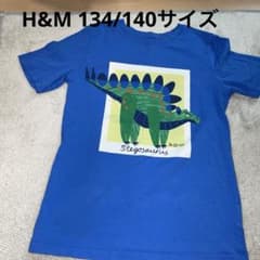 H&M キッズ半袖Tシャツ　ブルー　プリント恐竜