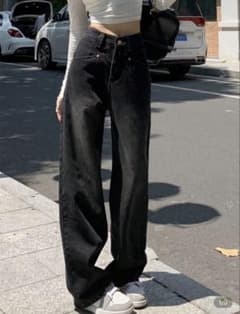SHEIN ストレートデニム ブラック Sサイズのサムネイル