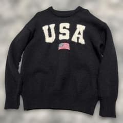 USAロゴ クルーネックニット ブラックのサムネイル
