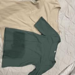 UNIQLO★リブ スクエアネック 半袖カットソー グリーンSのサムネイル