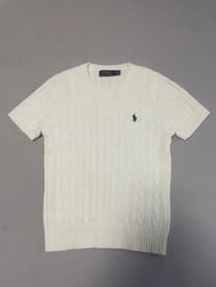 美品Polo Ralph Lauren ケーブルニット 半袖 ホワイト Mサイズ - メルカリ