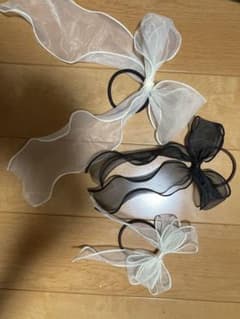 シアー素材 リボンヘアゴム 3点セットのサムネイル