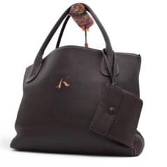 美品 キタムラ トートバッグ ビジネス レザー 濃茶 Kロゴ A4◎ 肩掛け