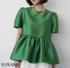 ELFRANK グリーン ペプラムトップス 半袖のサムネイル