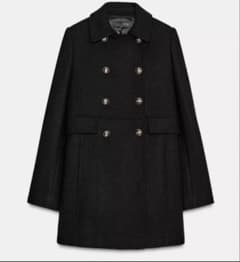 ZARA ウール混紡ショート丈ダブルブレストコート - メルカリ