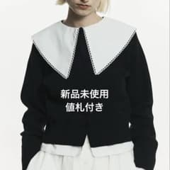 Bibiy 　PATTY PILGRIM TOP　ホワイトカラーニットカーデ　黒 bibiy. PATTY PILGRIM TOP - メルカリ