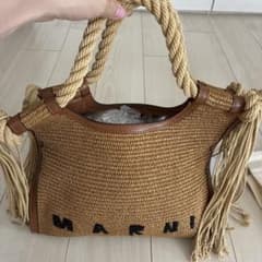 マルニ MARNI marcel ラフィアトートバッグ 保存袋タグ付 - メルカリ