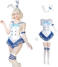 バニーガール　セーラー　可愛い エロコス ブラック ホワイト ブルー フルセット
