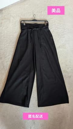 ウエストリボン ワイドパンツ ブラックのサムネイル