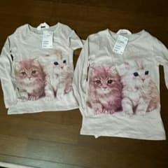 猫 長袖Tシャツ 新品 未使用 100 120 セット！のサムネイル