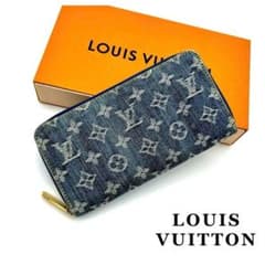 ルイヴィトン 財布 モノグラム デニム ジッピーウォレット ブルー