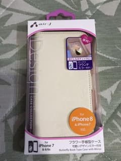 iPhone6/6s/7/8対応 手帳型ケース フラワー ホワイトのサムネイル