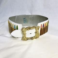hazama 弾願奏填のレザーベルト white×goldのサムネイル