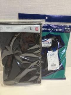 新品2枚セット ヘインズべフィーＴ & ユニクロＴ 黒 Ｌのサムネイル