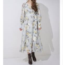 MERCURYDUO ぼかしフラワーレディーカシュクールワンピース ミントのサムネイル